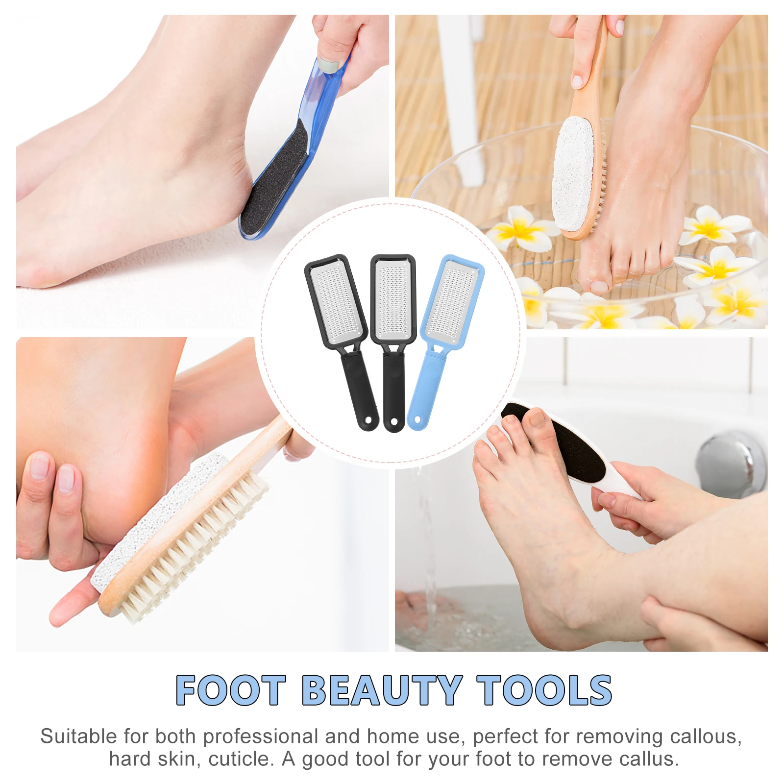 

3pcs Stainless Steel Foot File Double Sided Callus Remover Dead Skin Pedicure Tool For Smooth Feet Women Foot Accessories Nail