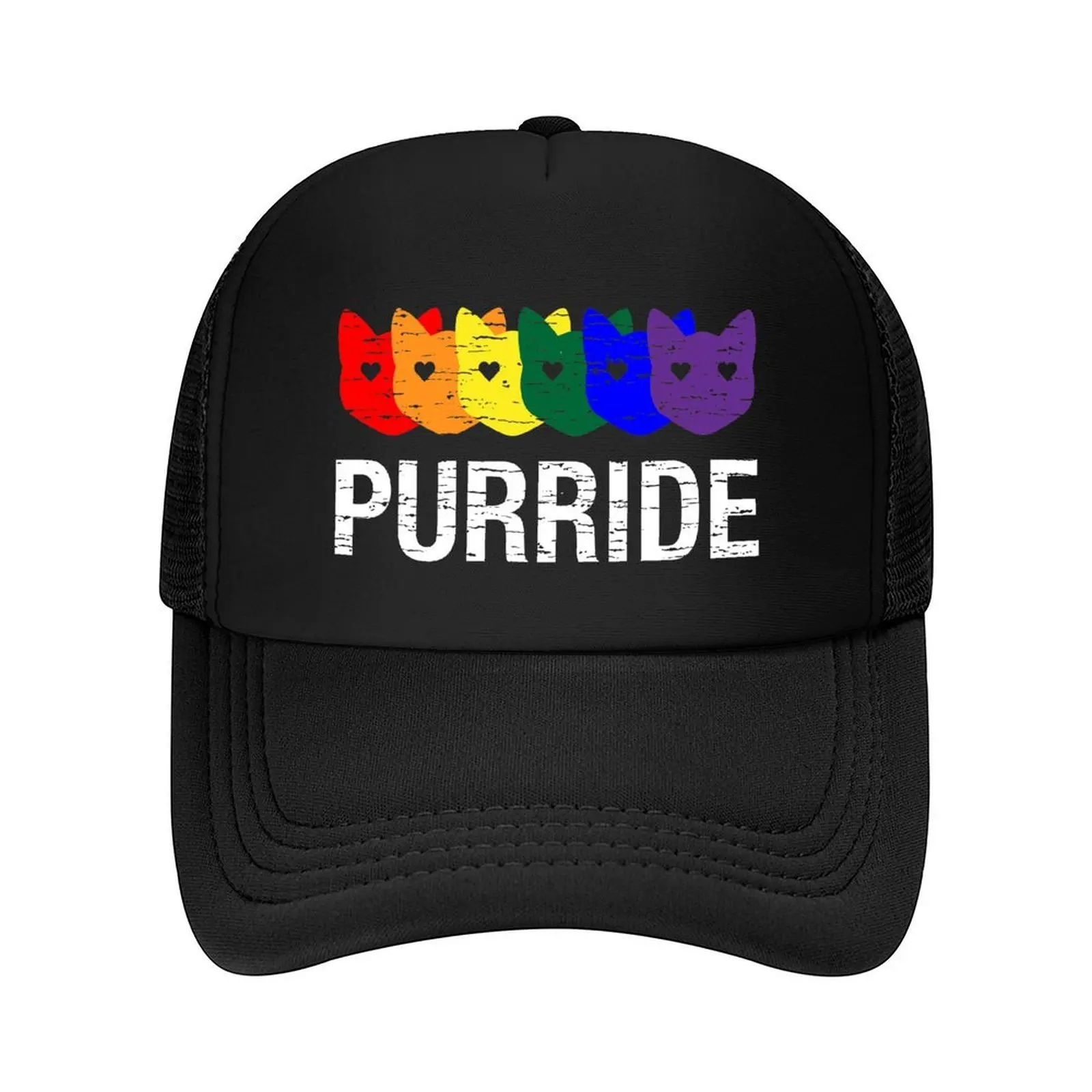 

PURRIDE Cute LGBT Rainbow Cat Heads Baseball Cap Luxury Man Hat foam party Hat Christmas Hat sun Male Women's