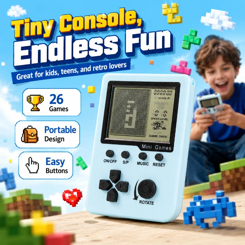1/3/5PCS Handheld Game Console Classic Tetris Portable Retro Game Player 26 Games Pocket Electronic Game Machine Kids Gift