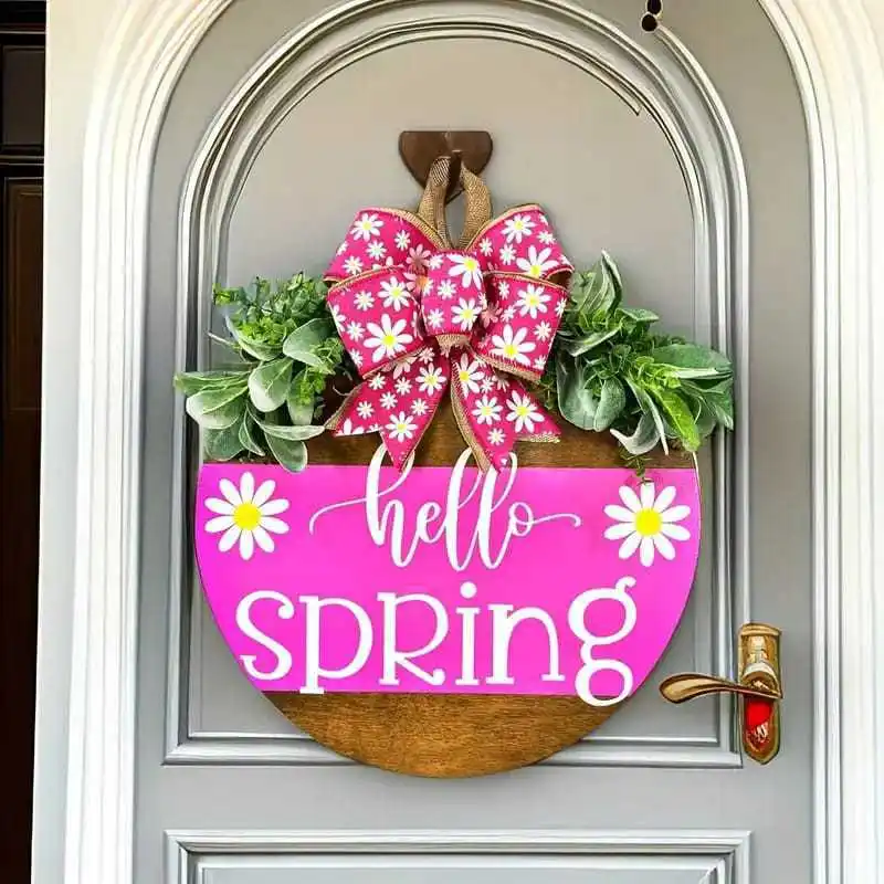 Valentine's Day Wooden Door Hanging Sign Spring Hello Door Sign Letter Sign Wall Hanging Decoration Gift