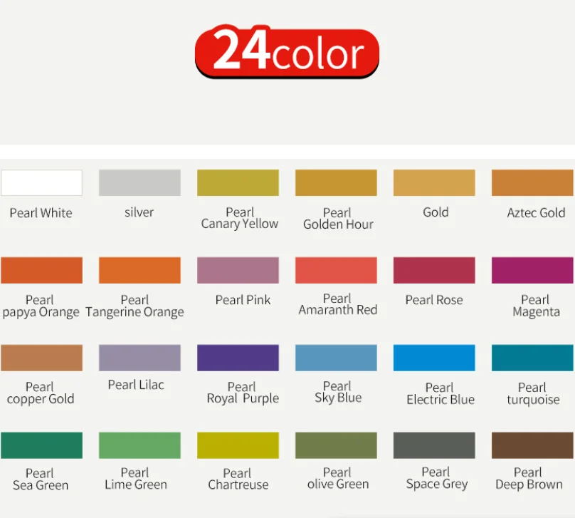 Premium Metallic Acrylic Paint Kit 24 Colors 60ml Bottle, High Coverage Pigment for Artists, Kids, School Projects & Wall Murals