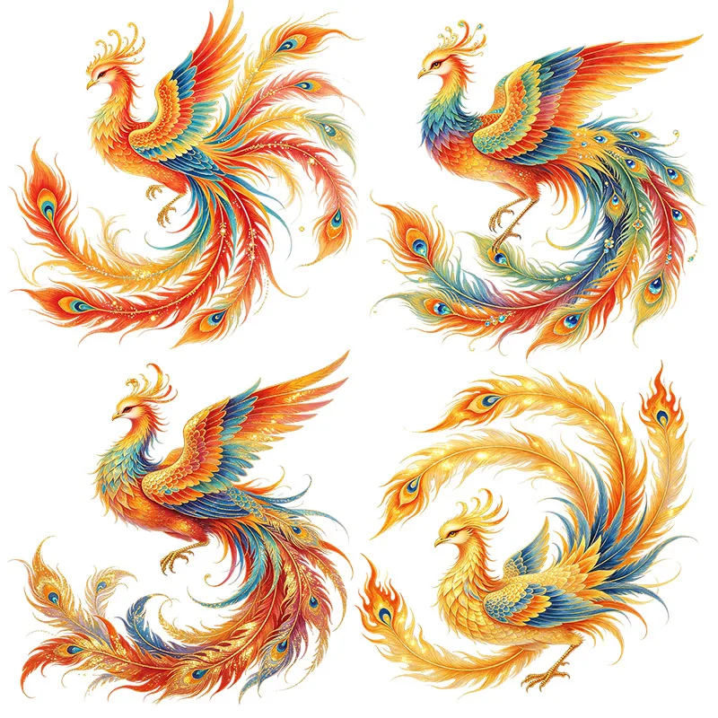 Three Ratels CAB51 Colorful Phoenix Art Wall Stickers for Home Decoration Car body decals