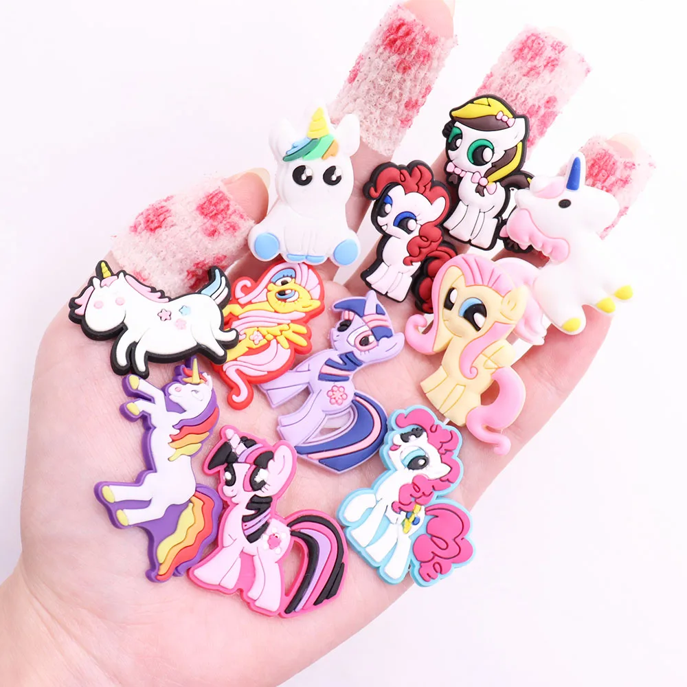 1-25pcs Adorable My Little Pony Unicorn Miniso PVC Shoes Charms Accessories for Twilight Sparkle Girls Popular Sandals Clogs