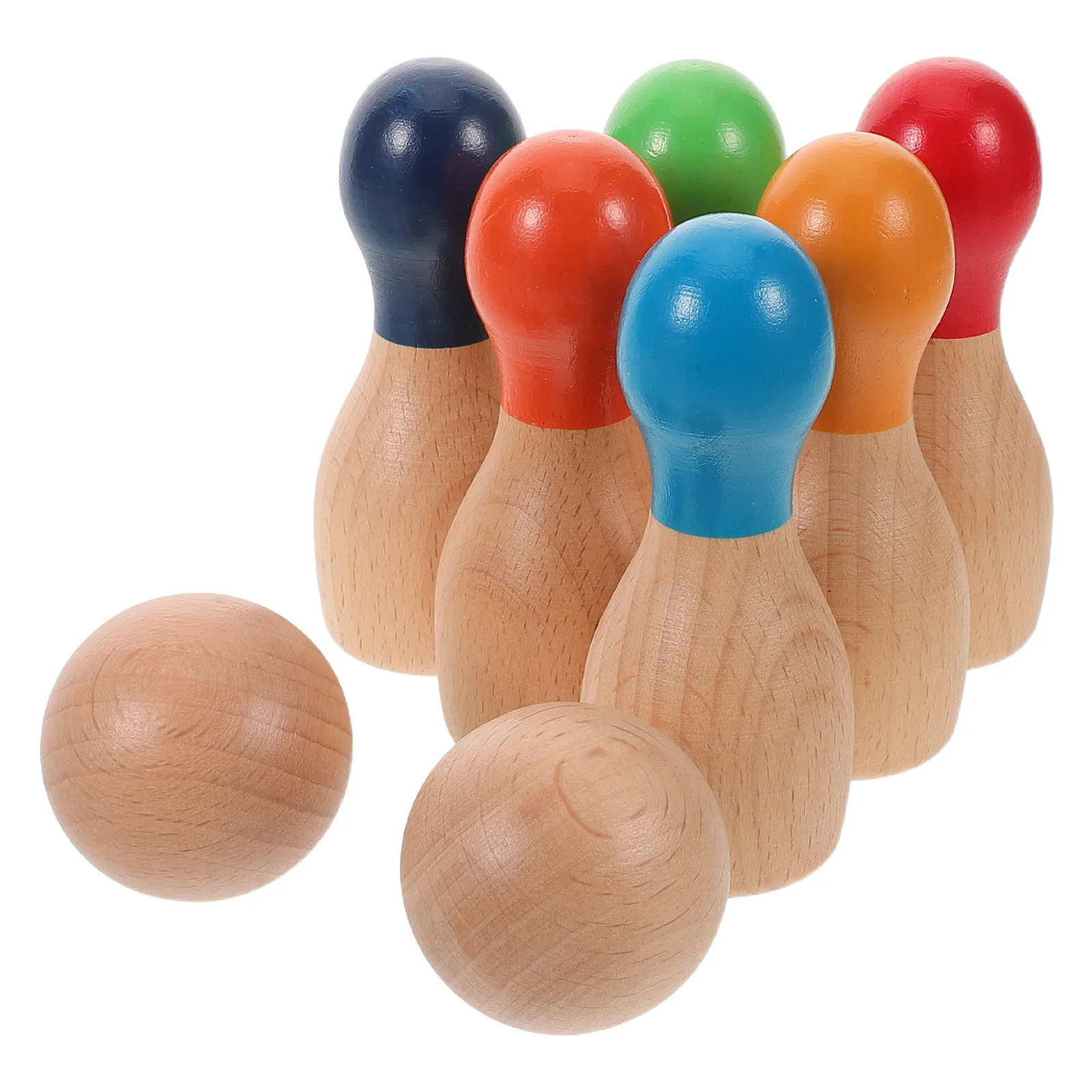1Set Houten Regenboog Bowling Set Kids Mini Size Indoor Outdoor Spelen Verjaardag Familie Bowling Spel Kinderen Interactief Speelgoed