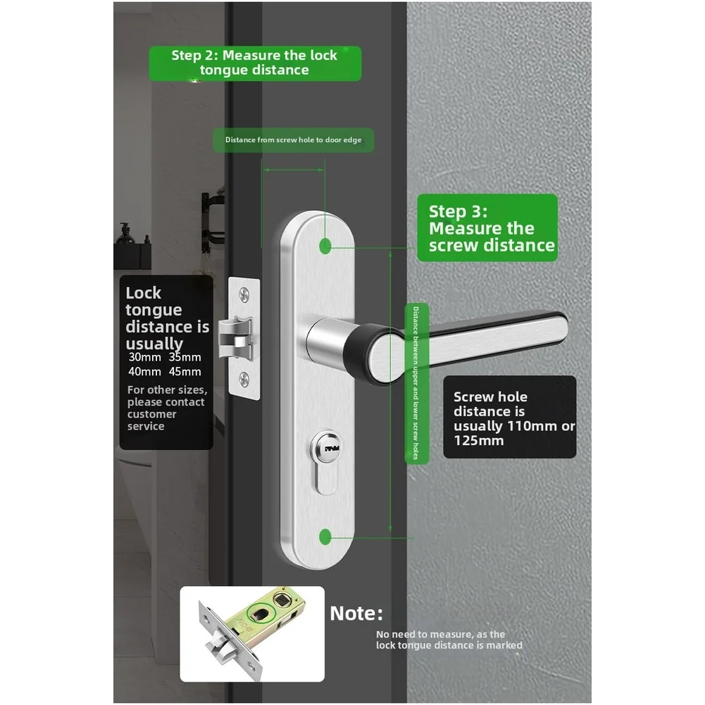 Bathroom Privacy Lock Handle Constructed from Stainless Steel with Quiet Latch Operation and Dual Hole Center Adjustment