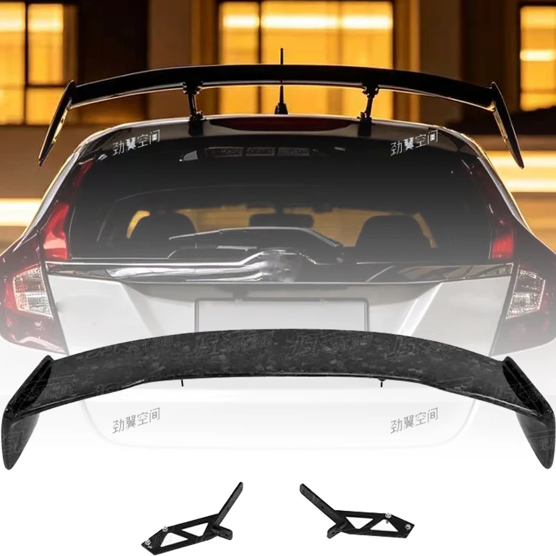 For Honda Fit GK5 2009-2018, Racing Style Real Carbon Fiber Roof Spoiler, Car Modification Accessories