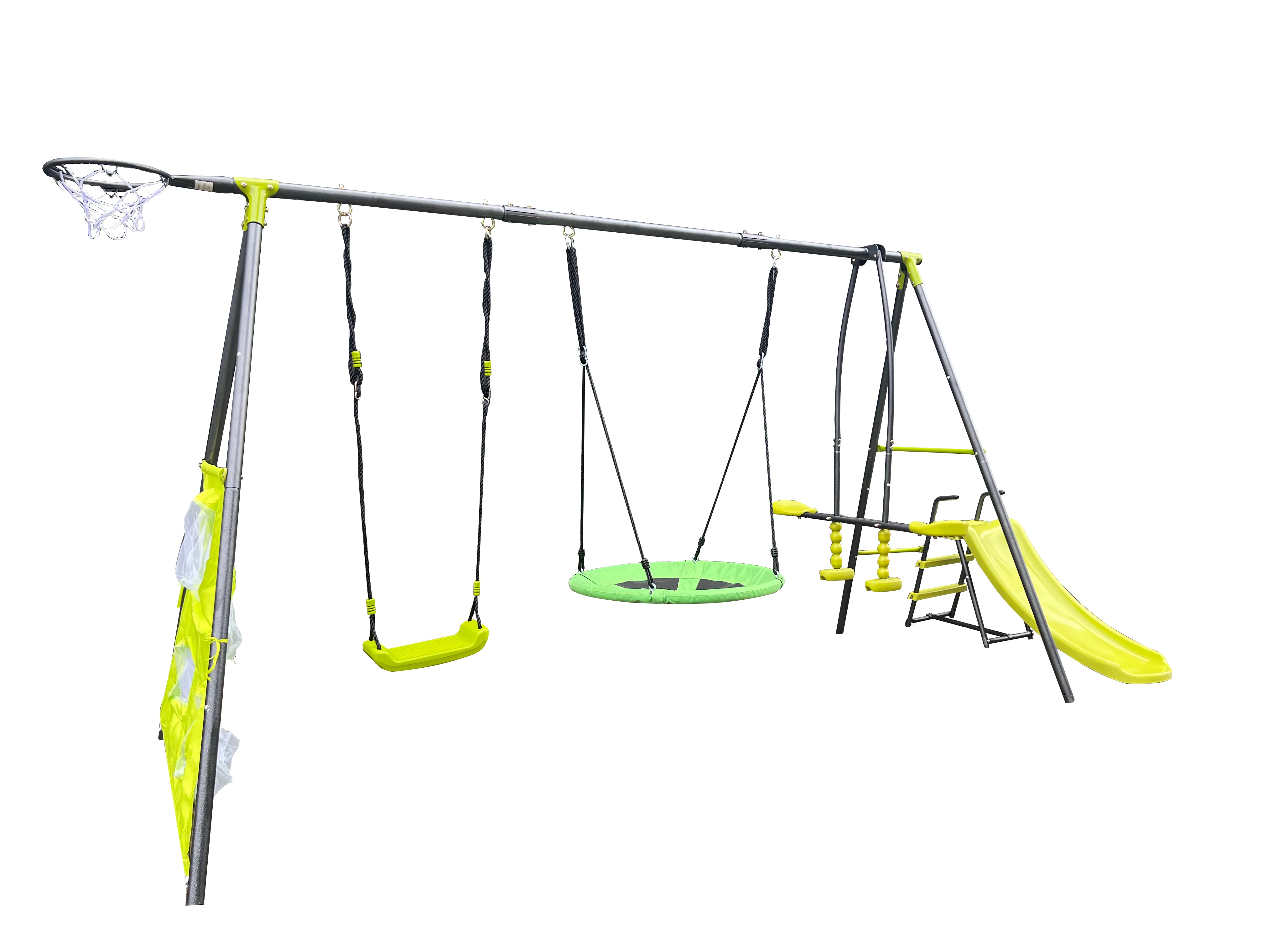 Outdoor Toddler Saucer Swing Set for Backyard, Playground Tree Swing Sets with Steel Frames, with Disc Tree Swing Playset