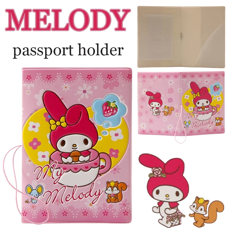 מנגינת סנריו מנגינה ארנק קריקטורה דרכון תיק מגן מגן עור id כרטיס בנק כרטיס נסיעות אביזרים