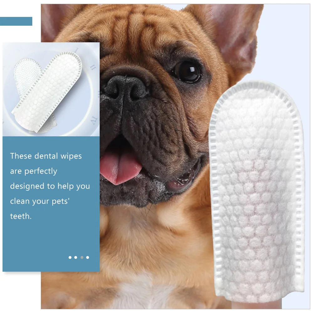

50Pcs Pet Finger Toothbrush Dental Wipes Safe Durable Reusable Easy Clean Portable Cat Dog Professional Dental Tool