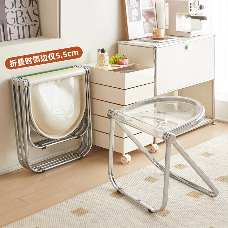 Nordic Middle Ancient Foldable Chair Home Transparent Style Office Leisure Dining Chair Acrylic Creative