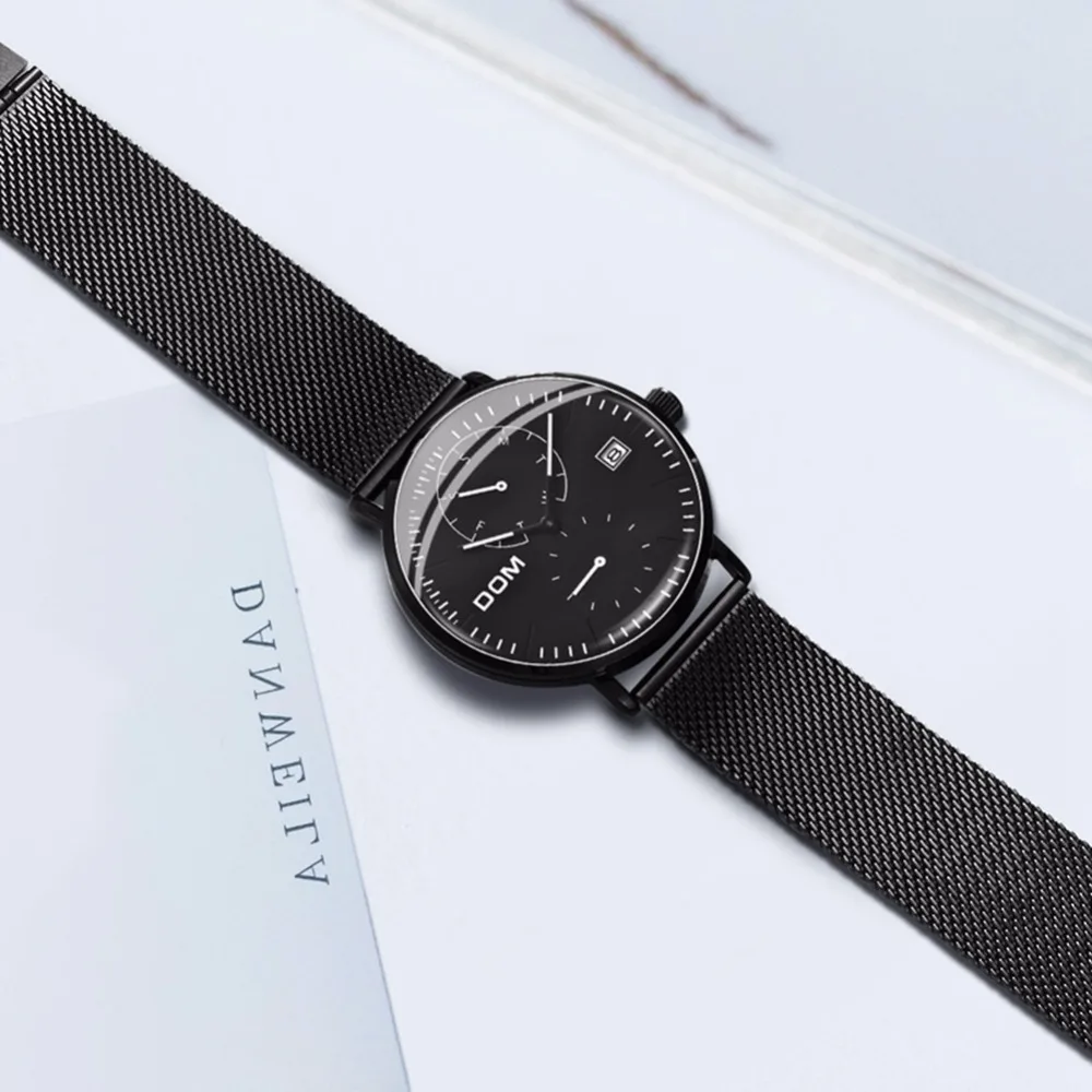 DOM Fashion Watch Men impermeabile Slim Mesh Strap orologi da polso minimalisti per uomo orologio sportivo al quarzo orologio M-435
