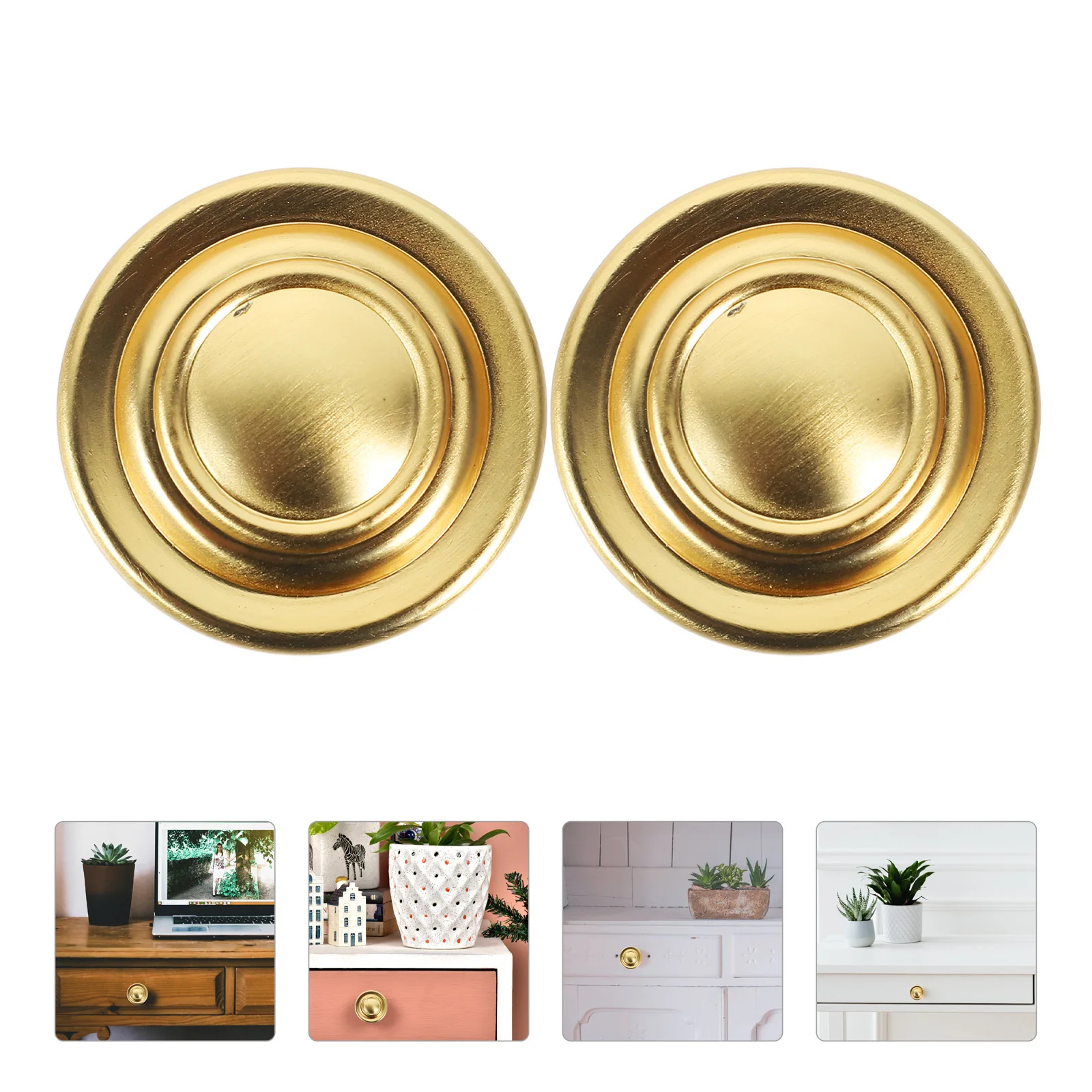 

2Pcs Copper Brushed Cabinet Pulls Modern Round Door Knobs Dresser Drawer Handles Decorative Furniture Hardware