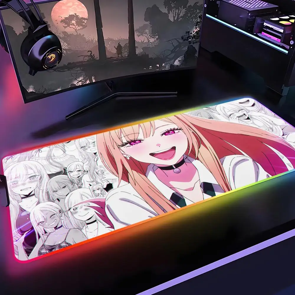 

Marin Kitagawa Mouse Pad Gamer Rgb Desk Mat Back Light Led Mousepad Setup Gaming Accessories Deskmat Big Mousepepad Backlight