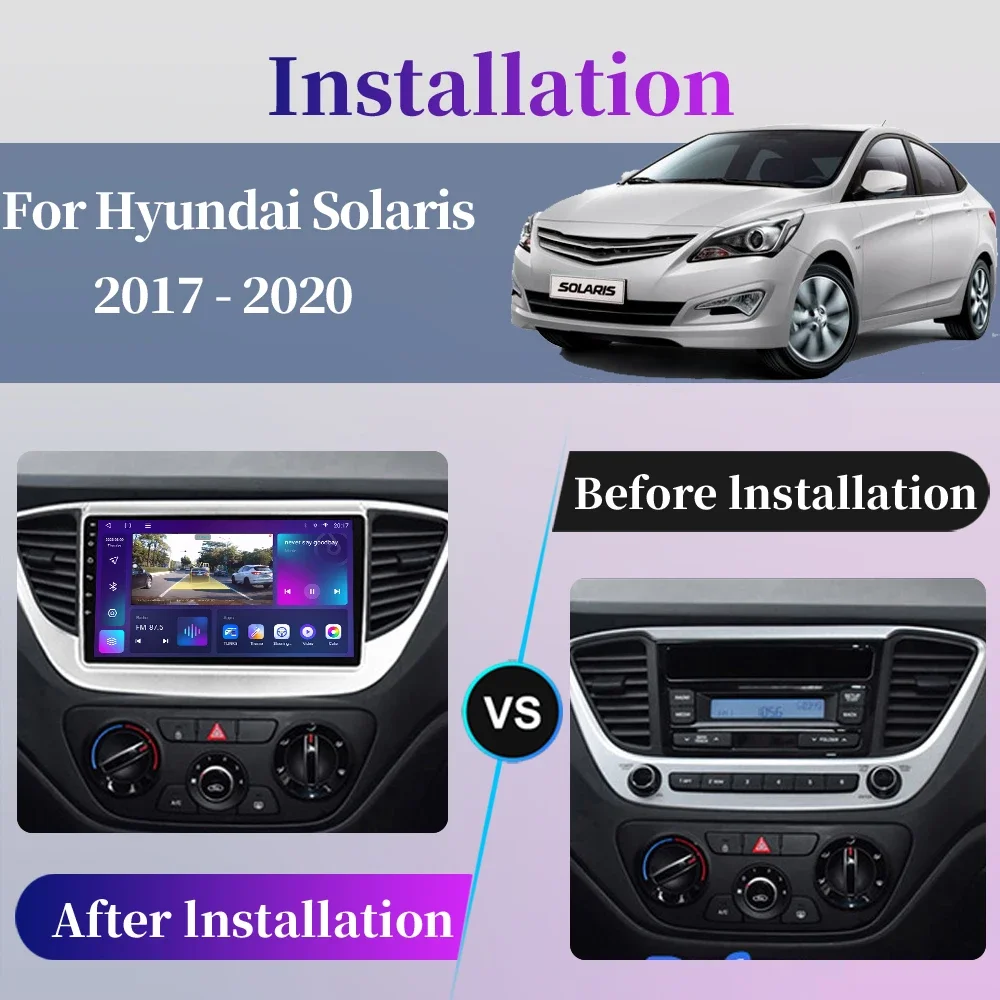 For Hyundai Solaris 2 2017 2018 - 2020 Android Car Radio Multimedia Player GPS Navigation Carplay QLED Touch Screen Auto Stereo