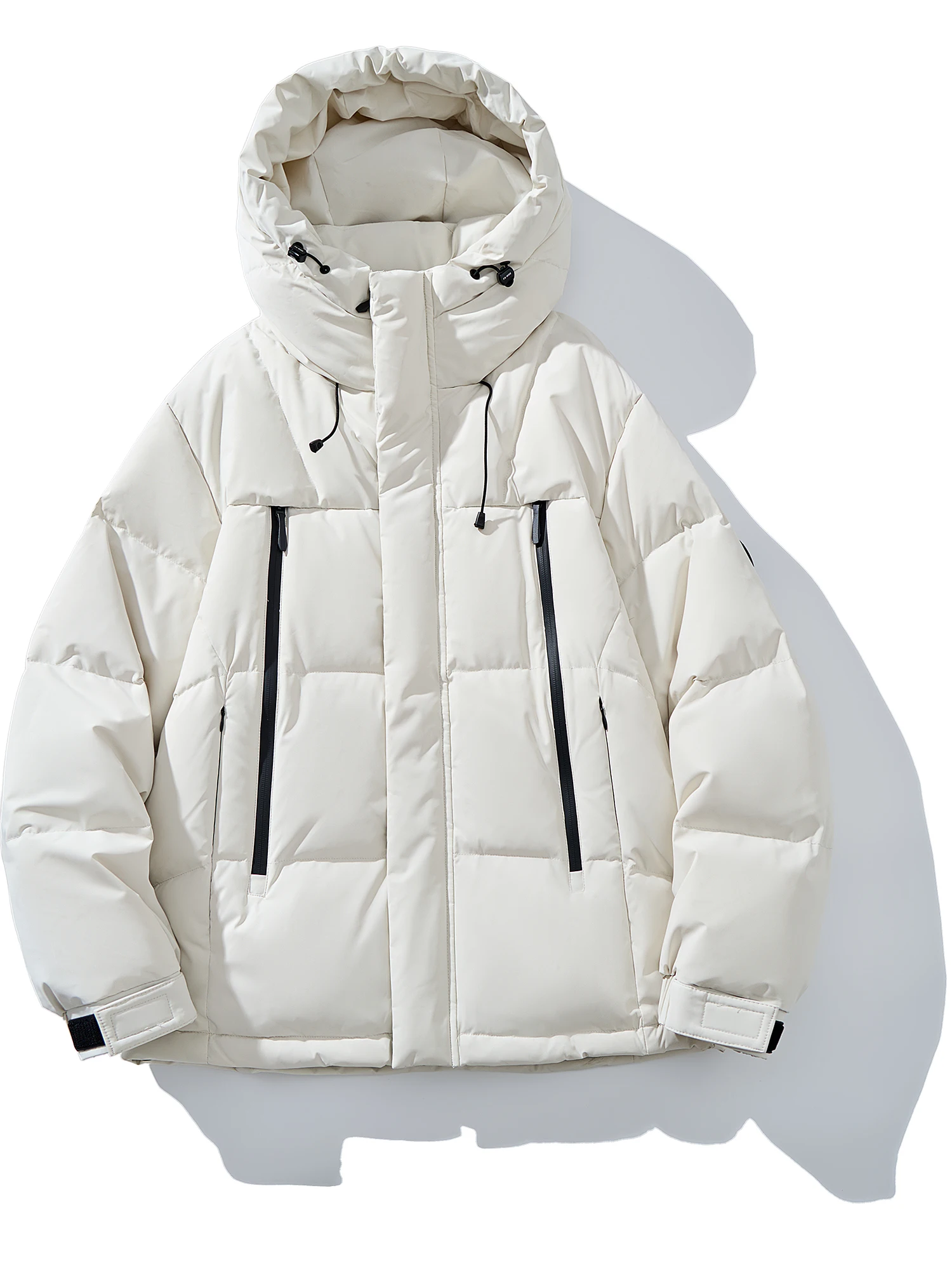 

Мужская зимняя куртка с капюшоном, повседневная, в американском рабочем стиле, ретро, с пэчворком, на молнии, модная, универсальная, теплая, пуховая куртка