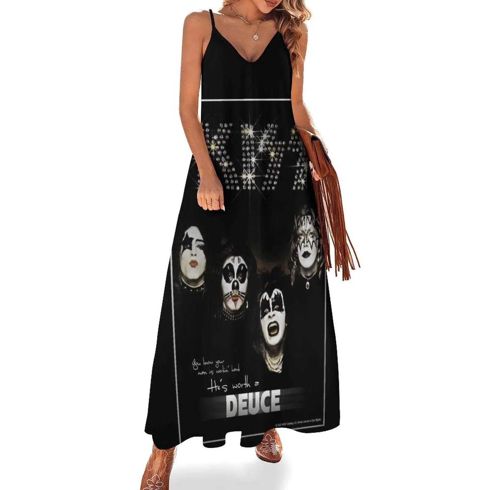 

KISS  the band - 1974 Album - Deuce Lyrics Sleeveless Dress women's evening dresses elegant and pretty women's dresses Dress