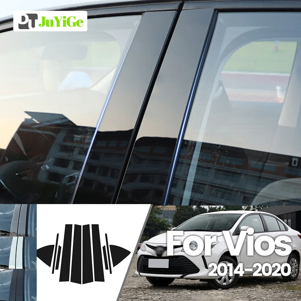 

For Toyota Vios 2014-2020 2015 2016 2017 2018 2019 Bright Black Carbon Fibre Window Door B C Sticker