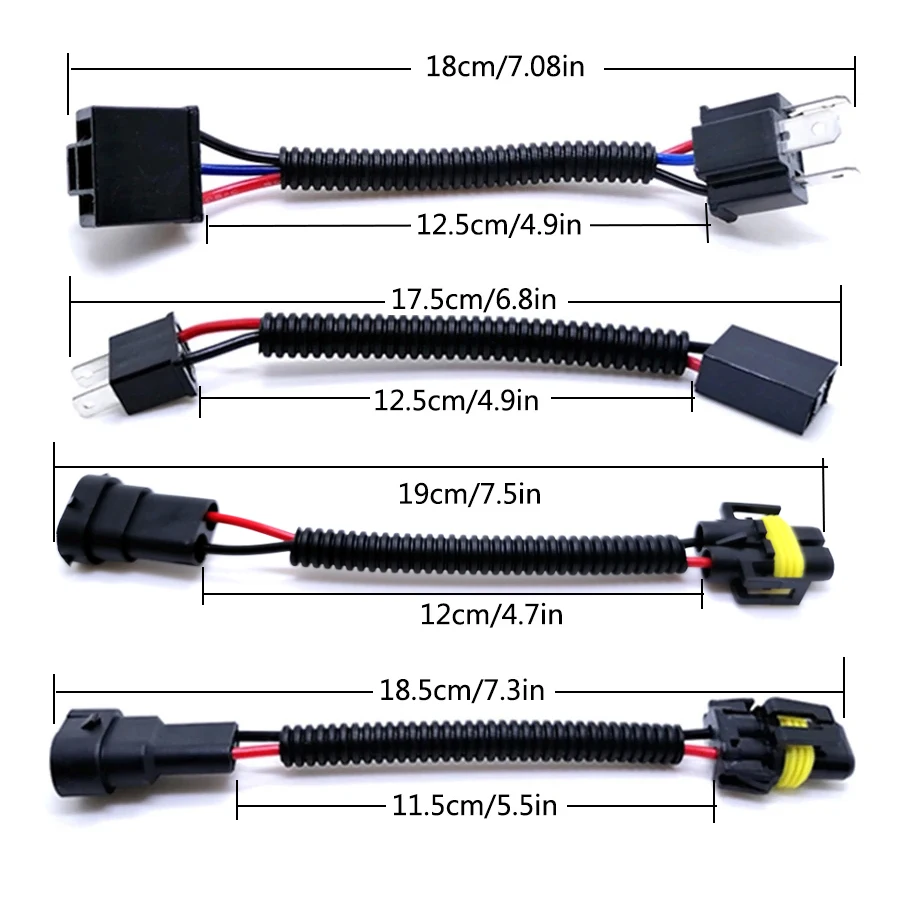 2x H4 H7 H11 9005/9006 Wiring Harness Conector Adapter Male Female Bulb Socket Extension Cable Car Headlight Fog Light Wire Kit