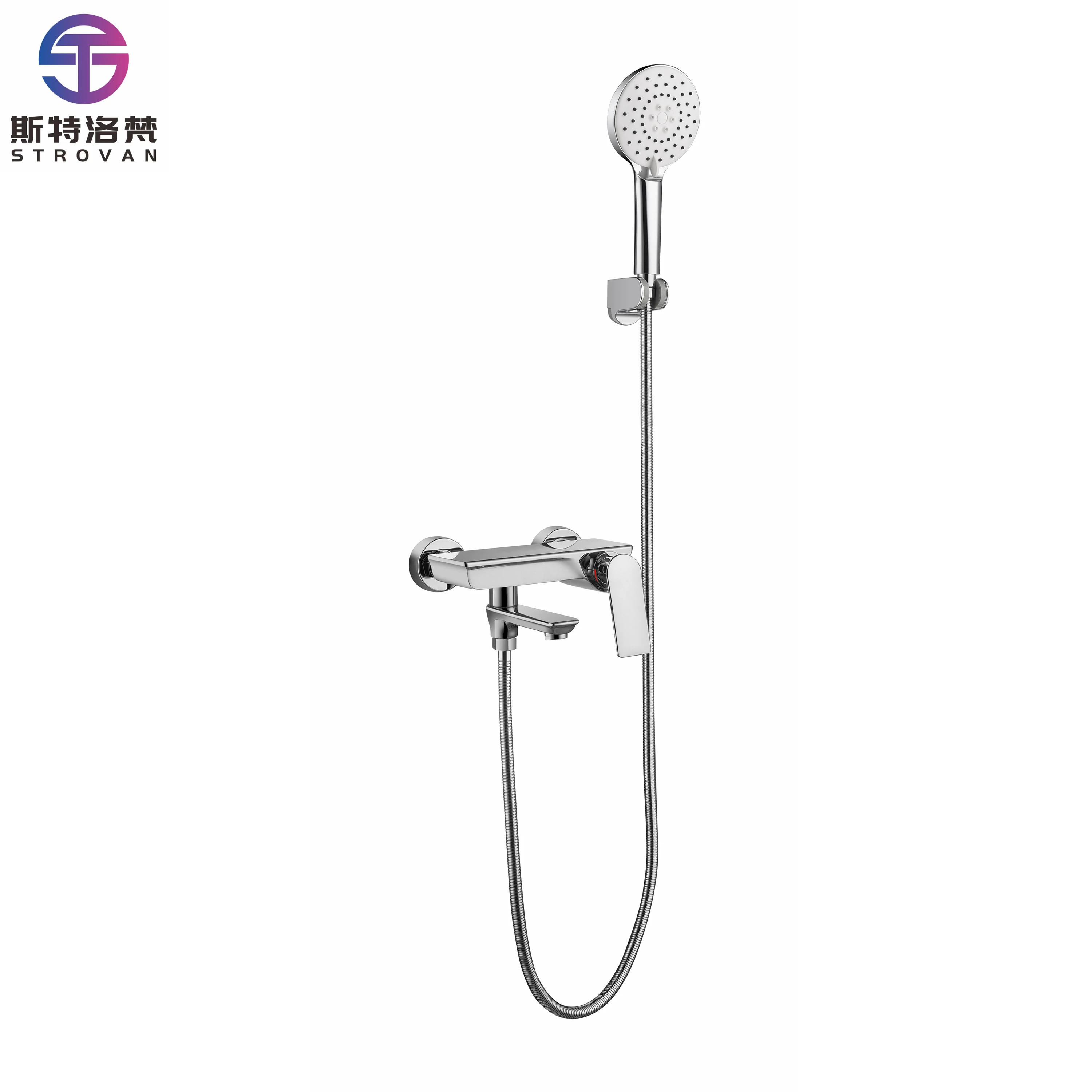 

03 Series 2-function Brass Hot Cold Water Bathtub Faucet Chrome Single Handle Bathroom Shower Set