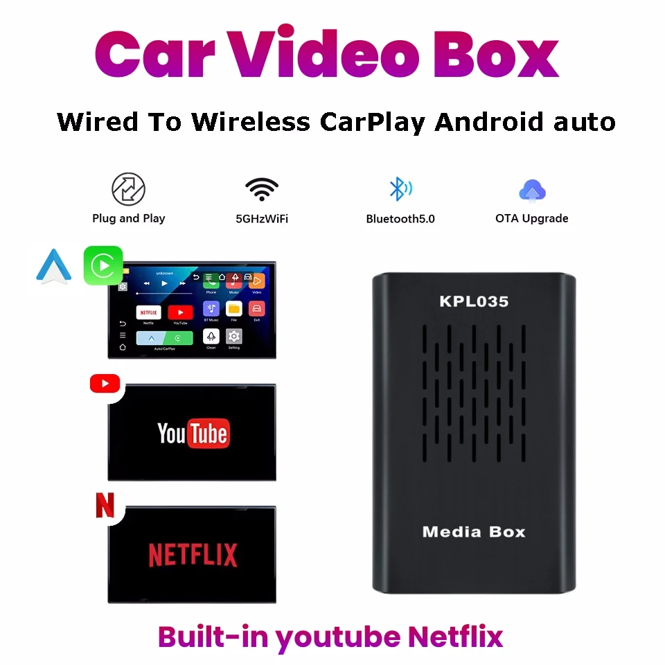 

4 в 1 Wi-Fi Проводной к беспроводному адаптеру Carplay Android Auto для проводных автомобилей Android Auto Smart Ai Box Smart Car Systems Plug&Play