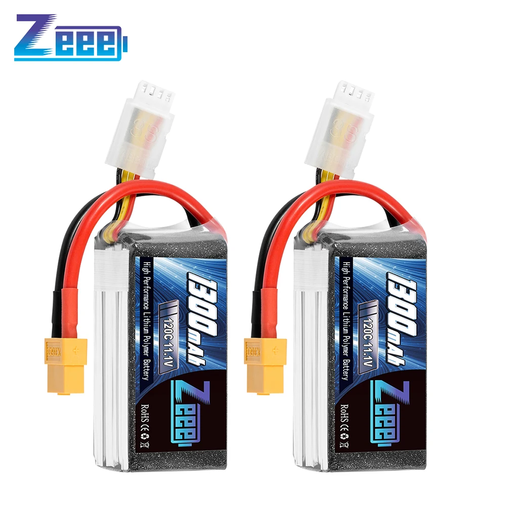 2units Zeee 3S RC Lipo Battery 11.1V 120C 1300mAh Softcase with XT60 Plug for RC Car Helicopter FPV Drone Airplane Racing Models