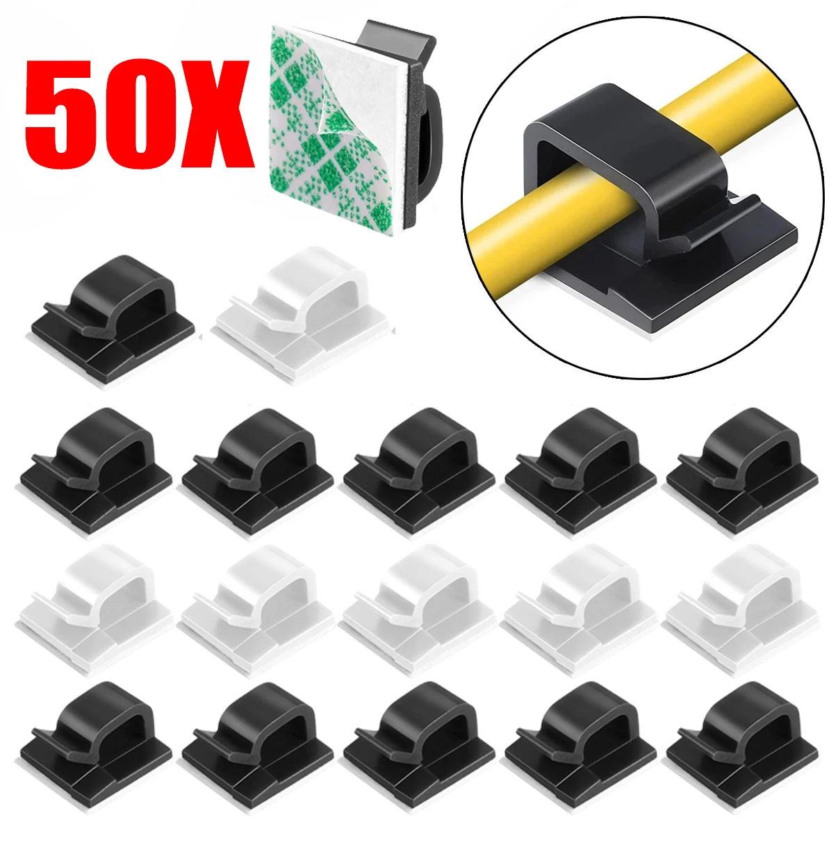 10/20/50PCS Self-adhesive Cable Winder Organizer Clips Network Cable USB Wire Holder Fixer Management Data Cord Line Clamp