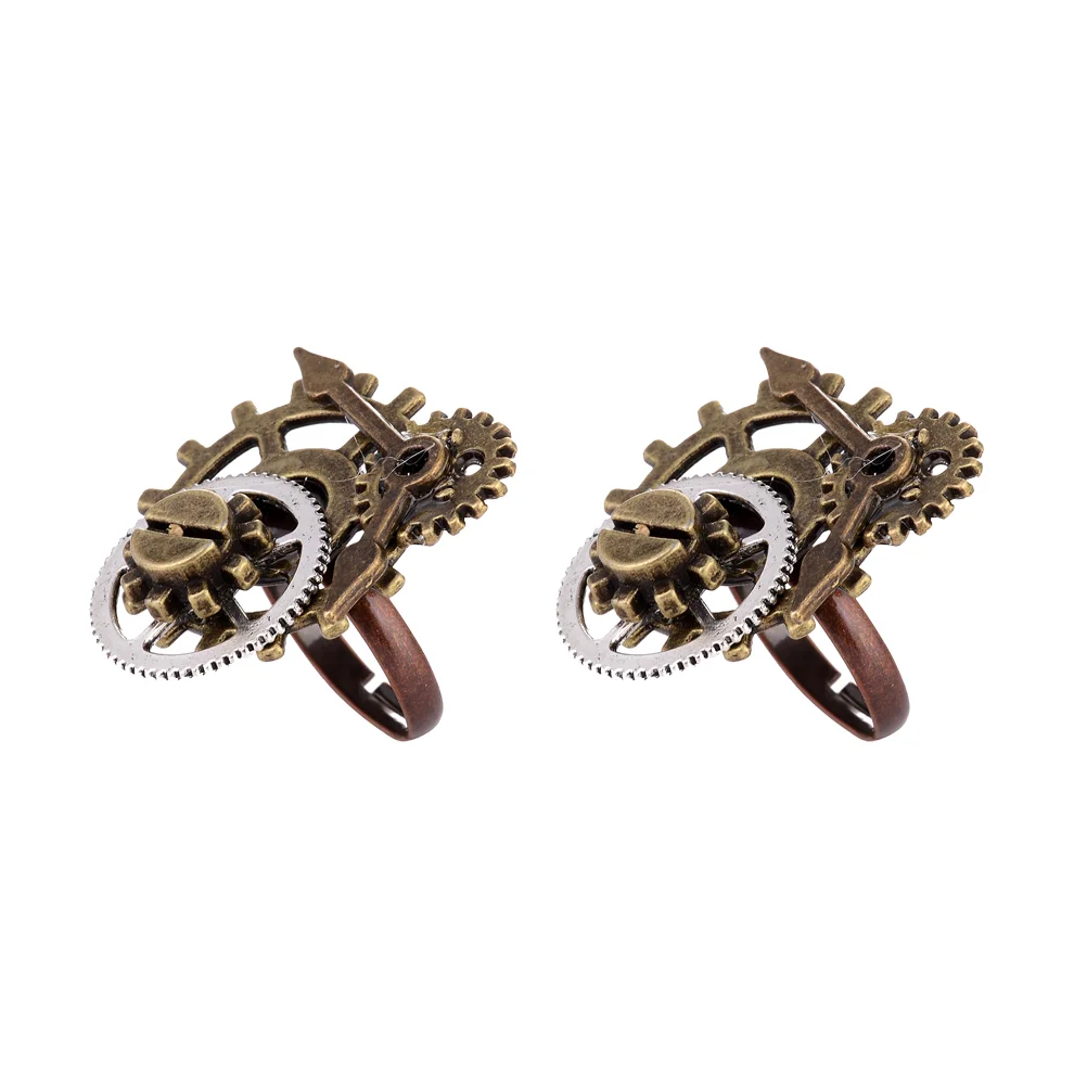 

2 PCS Baby Suits Metal Rings Accessories Punk Finger Clock Creative