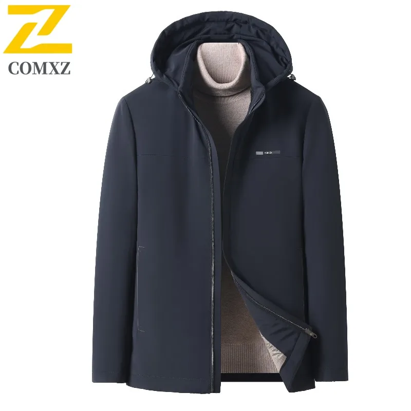 COMXZ Mens Down Jacket New White Duck Down Hooded Outdoor Working Warm Coat Fashion Daily Style Comfortable Autumn Winter Wear