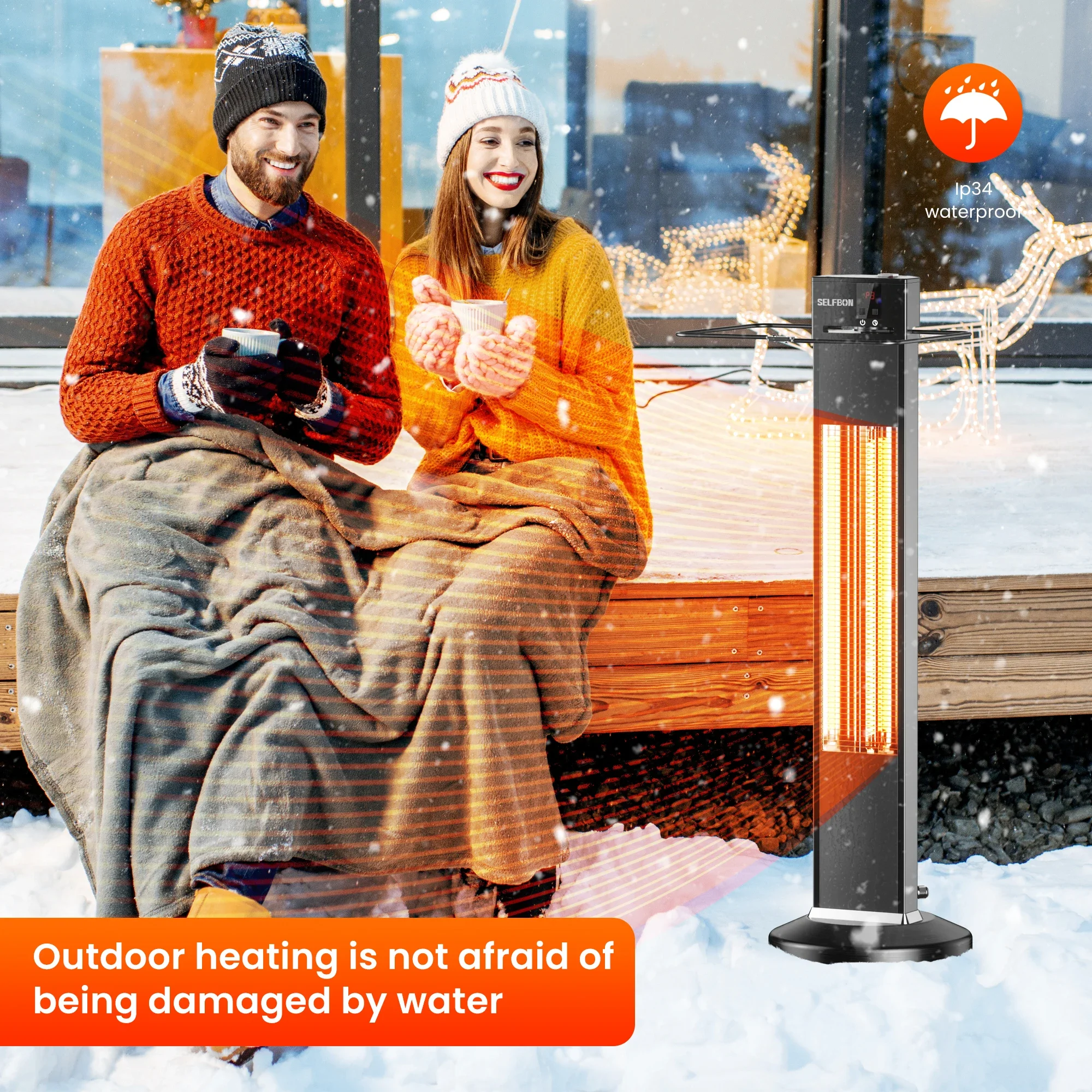 Pemanas Patio Listrik Tabung Serat Karbon Tahan Air dengan Remote Control untuk Rumah Tangga dan Garasi Dikirim dari AS