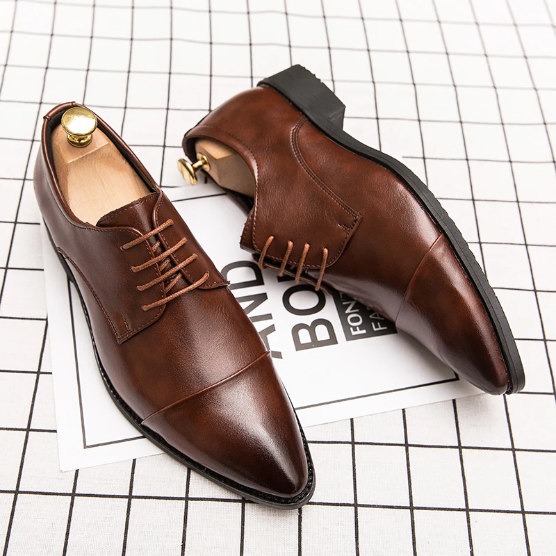 Men Dress Pointed Derby Shoes Luxury Business Social Suits Quality Handmade Fashion Wedding Shoes for Man 2024 New Formal Shoes