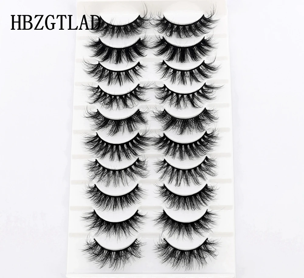 Lashes 10 Pairs 10-25mm Eyelashes 3D Faux Mink Eyelashes Long Lasting Fluffy Mink Lashes Dramatic Volume lashes Extension Thick