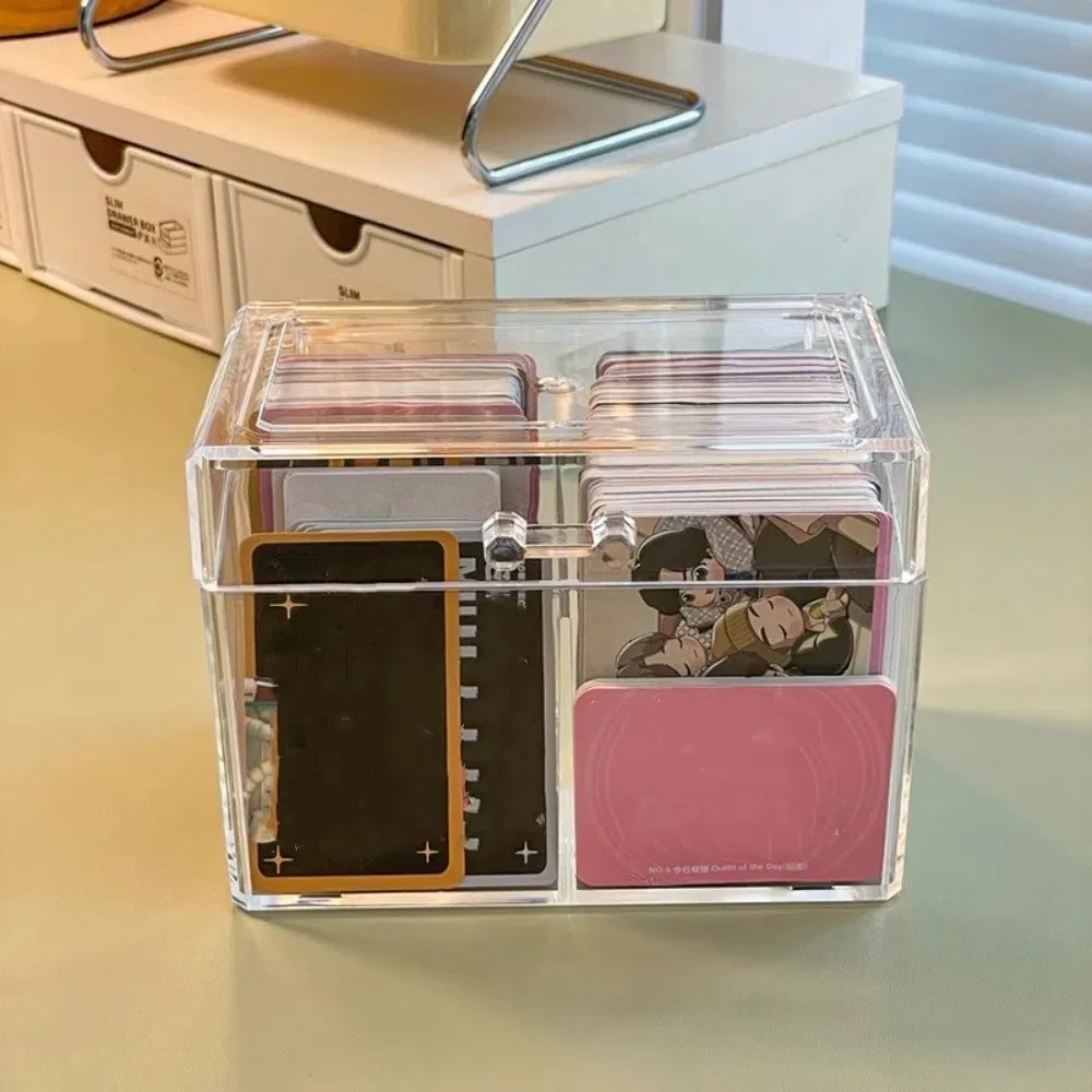 New Blind Box Card Storage Box Transparent Acrylic Compartment Flip Box Photocard Storage Display Card Case