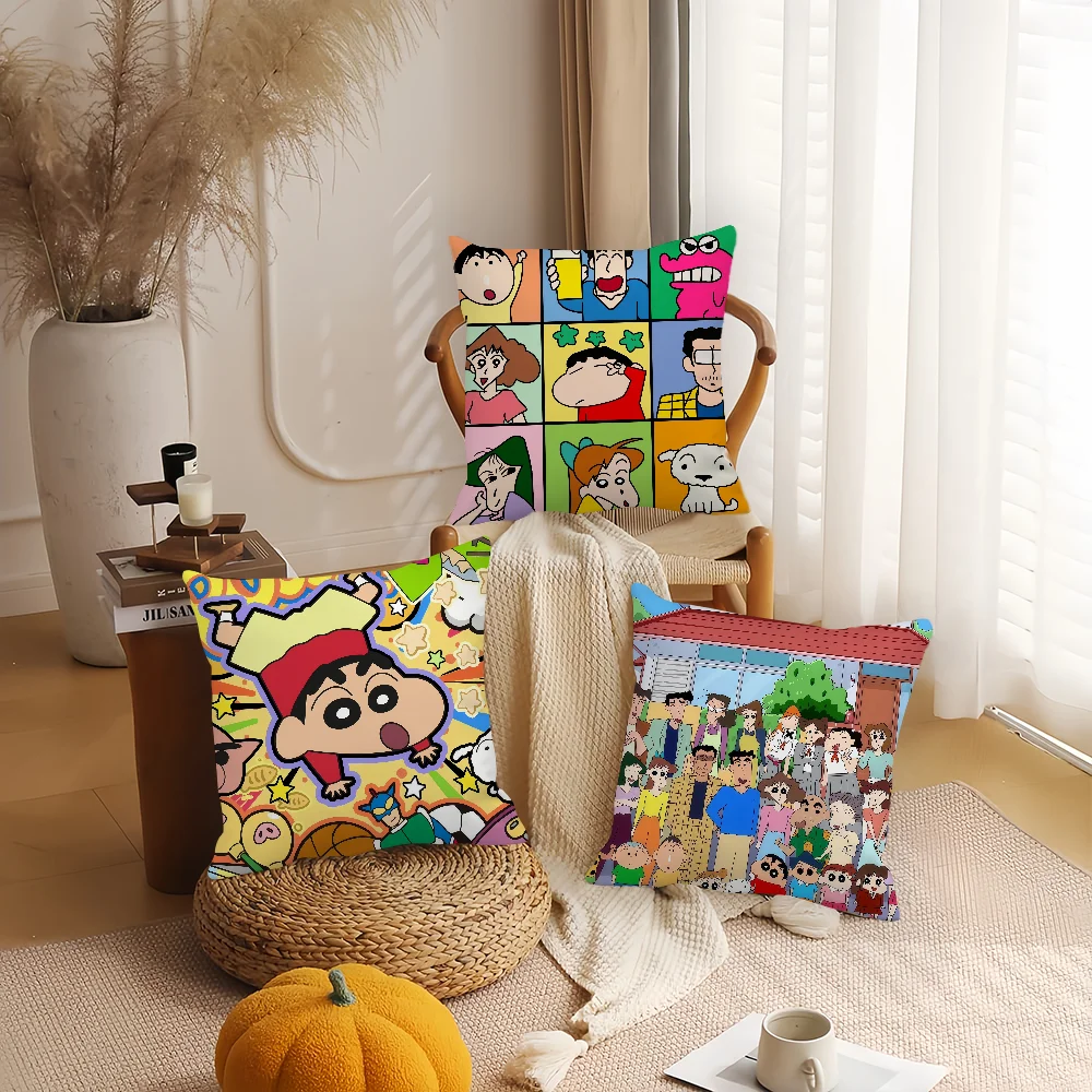 Fun C-Crayon S-Shin-chanS Cute Pillow Case Bedroom Sofa Living Room Backrest Decoration Square Cushion Nap Time