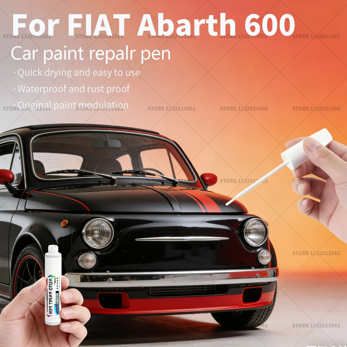 

Car Paint Repair Pen For 1956-1960 FIAT Abarth 600 Paint Scratch Repair Accessories Red 159 White Green Purple Blue Orange