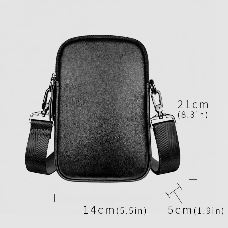 Torba na ramię z prawdziwej skóry dla kobiet i mężczyzn, torba crossbody, mała torba, mini torba na telefon, torba biodrowa, idealna do codziennych dojazdów do pracy, podróży rekreacyjnych, na prezenty świąteczne. — zdjęcie 7