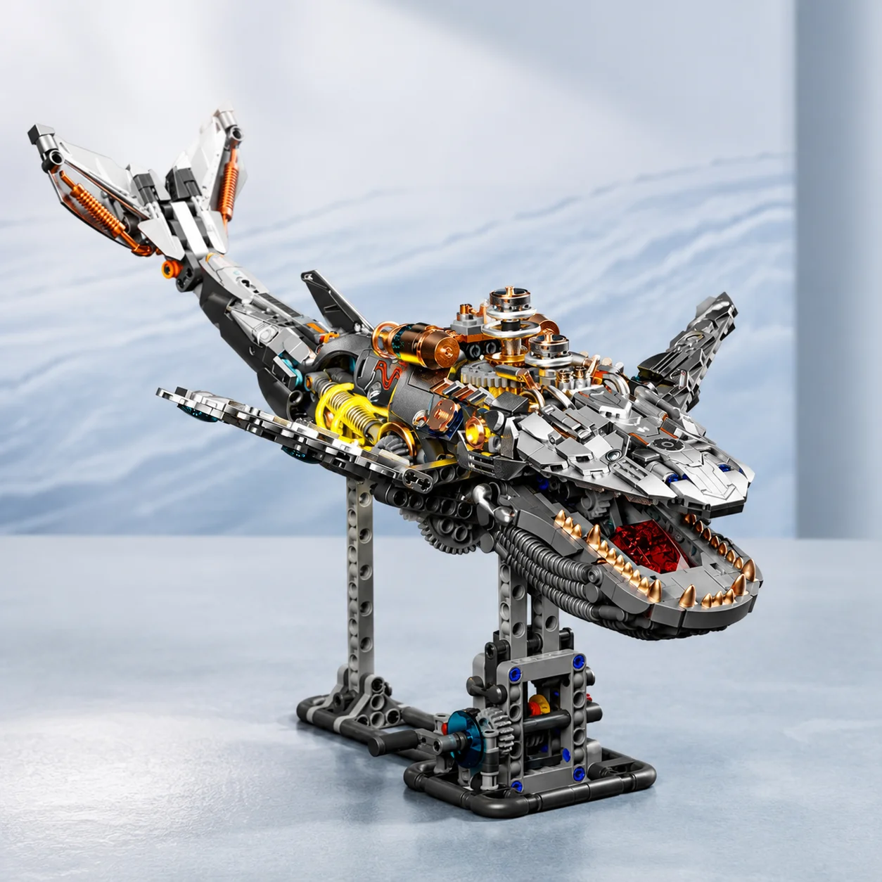 Creative Mechanical Whale Building Blocks Kit Mechanical Ocean Animal Model DIY Desktop Display MOC Assembly Toy Girl Boys