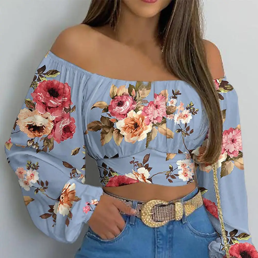 Spring And Summer Ladies Strapless Cross Strap Woman Tshirts Women Tops Corset Lantern Long Sleeve Pullover Top for Night Club