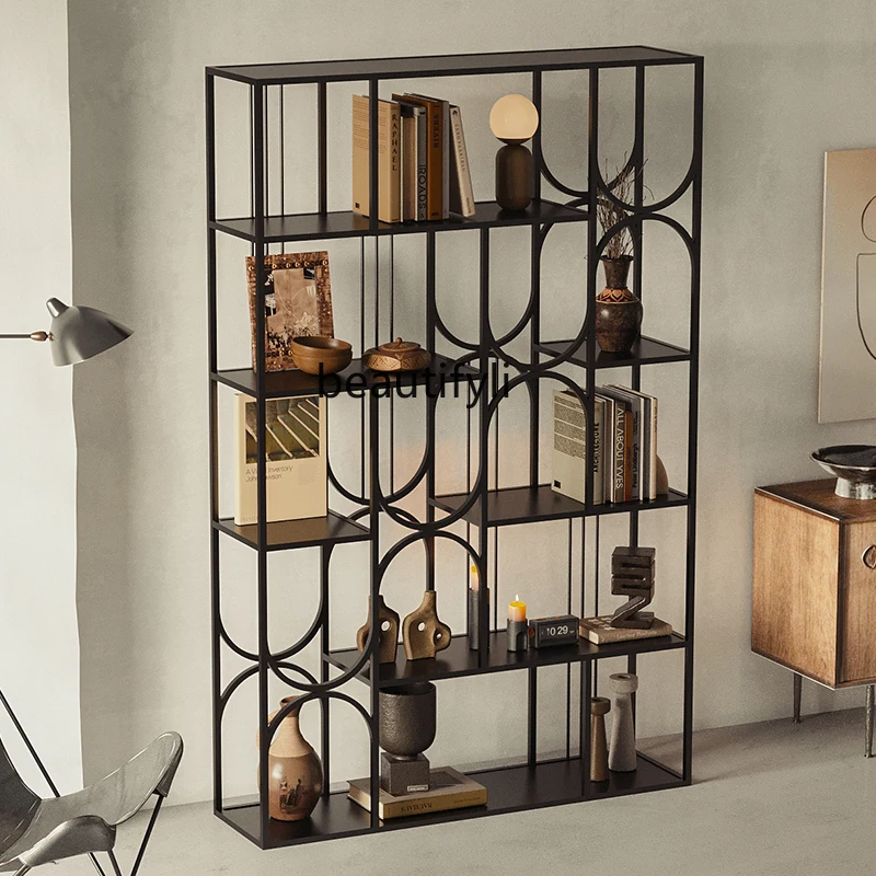 

Modern living room wrought iron bookshelf shelf floor-to-ceiling household simple vertical multi-layer display rack
