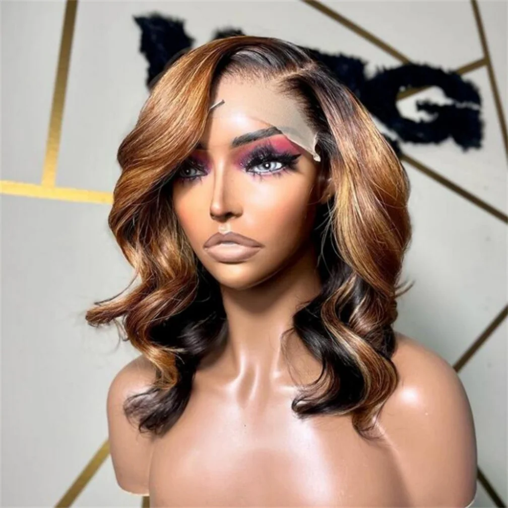 

Ombre Brown Glueless 26 inch Body Wave 5x5 Silk Base Jewish Human Hair Wig Baby Hair HD Lace European Hair Preplucked