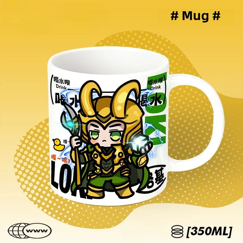 Marvel Cartoon Creative Large Capacity Ceramic Mug Personalized Loki Captain America Milk Coffee Cup Couple Water Cup Gift