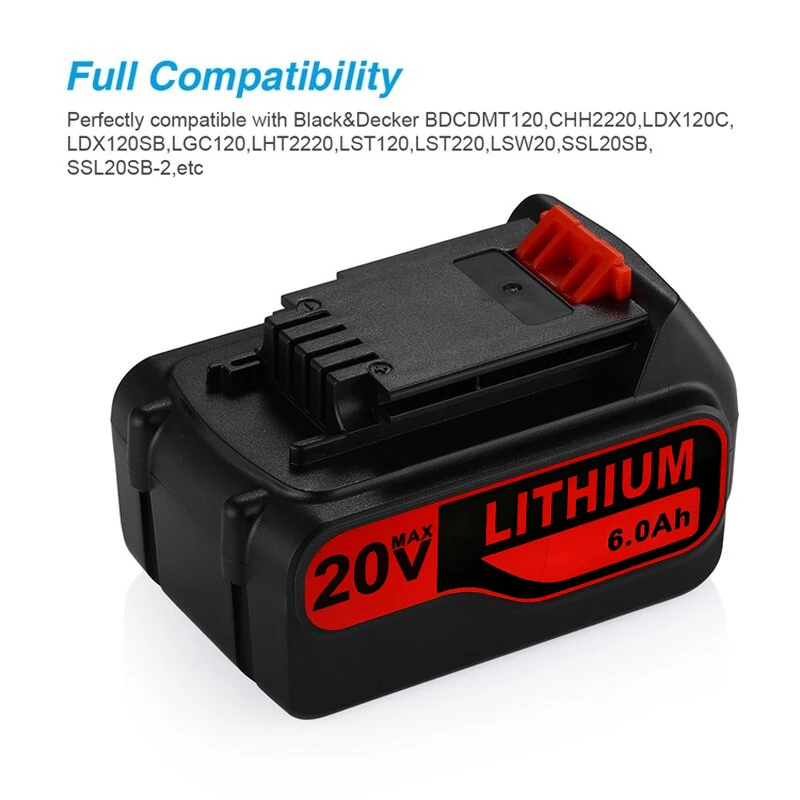 Baterías de iones de litio recargables para LBXR20 Black Decker, 20V, 4,0/5,0/6.0Ah, herramientas eléctricas inalámbricas, batería de repuesto BL2018
