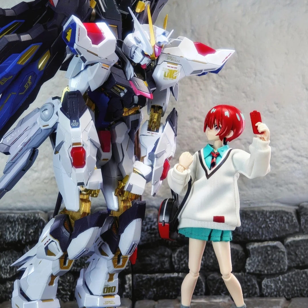 

Gundam Gquuuux Frs Аниме Водитель ручной работы Amate Yuzuriha Белый верх и синяя юбка со встроенной железной проволокой подходит для игрушек 1/12