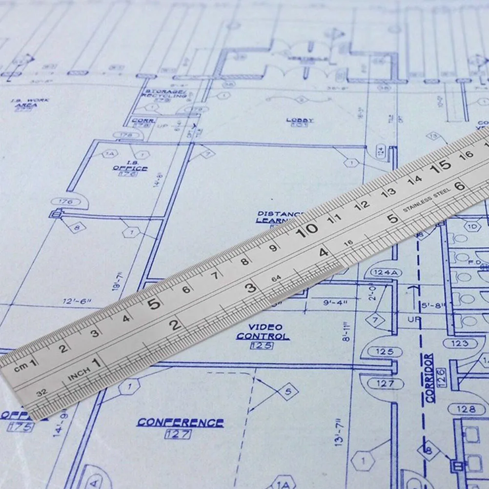 

2Pcs Stainless Steel Dual Sided Ruler Sturdy Accurate Measuring Ruler Set for Office School Drawing Engineering Precision Tools