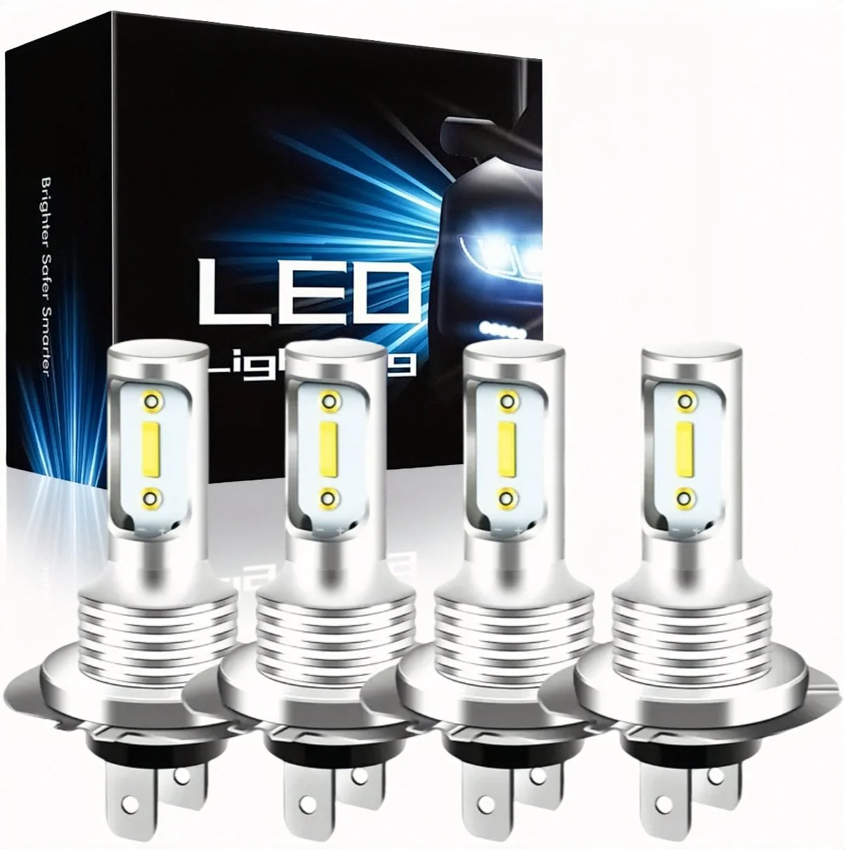 

H7+H7 Combo 4Pcs LED Headlight Bulbs Kit High Low Beam 10000K Super White Bright