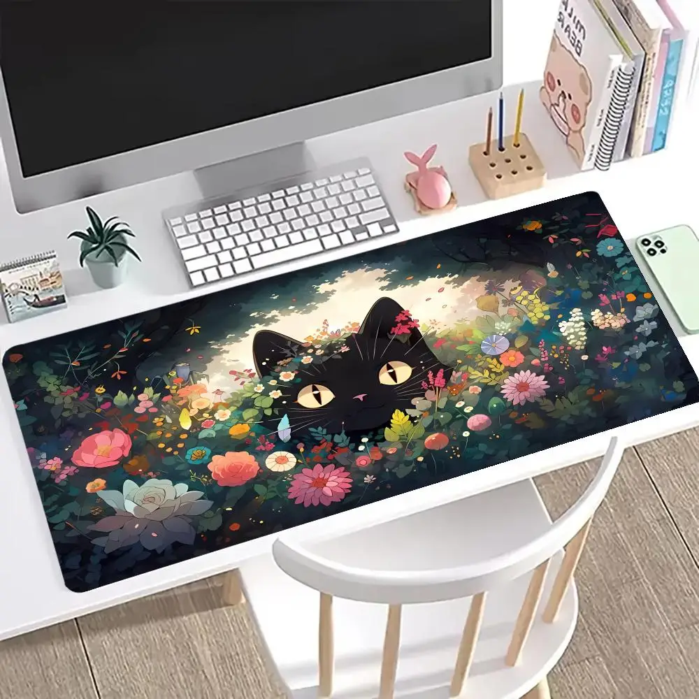 Cute cat Mouse Pad Large Computer Office Game Table Mats  Rubber Anti-slip Gaming Keyboard Mousepads Long Desk Pads