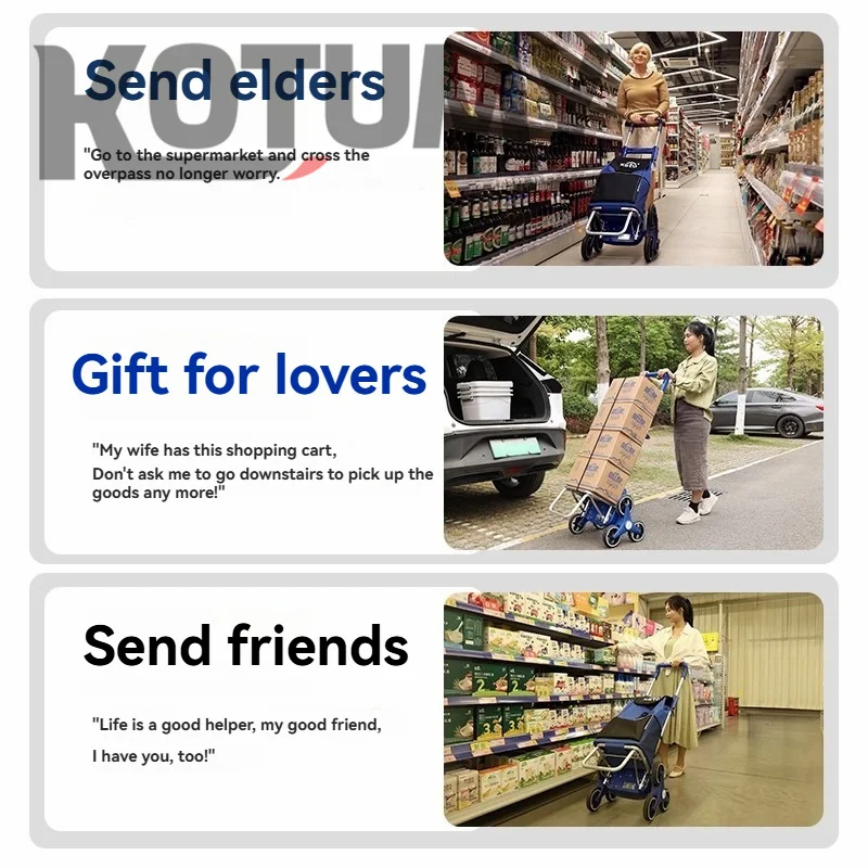 Elektrischer Treppensteiger, Haushalts-Einkaufswagen, faltbar, tragbar, kleiner Handziehwagen für ältere Menschen