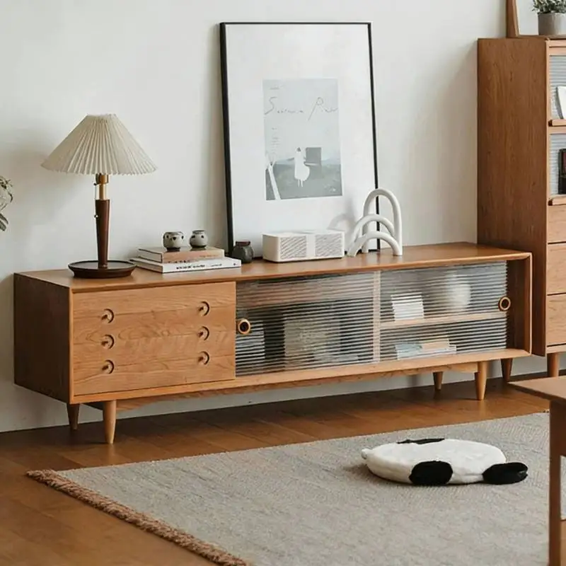 Design Custom Tv Cabinet Decoration Aesthetic Wooden Corner Luxury Tv Cabinet Accessories Indoor Mueble Para Tele Furniture