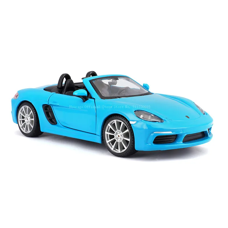 Bburago 1:24 Scale Porsche 718 Boxster Royal blue alloy racing car Alloy Luxury Vehicle Diecast Cars Model Toy Collection Gift