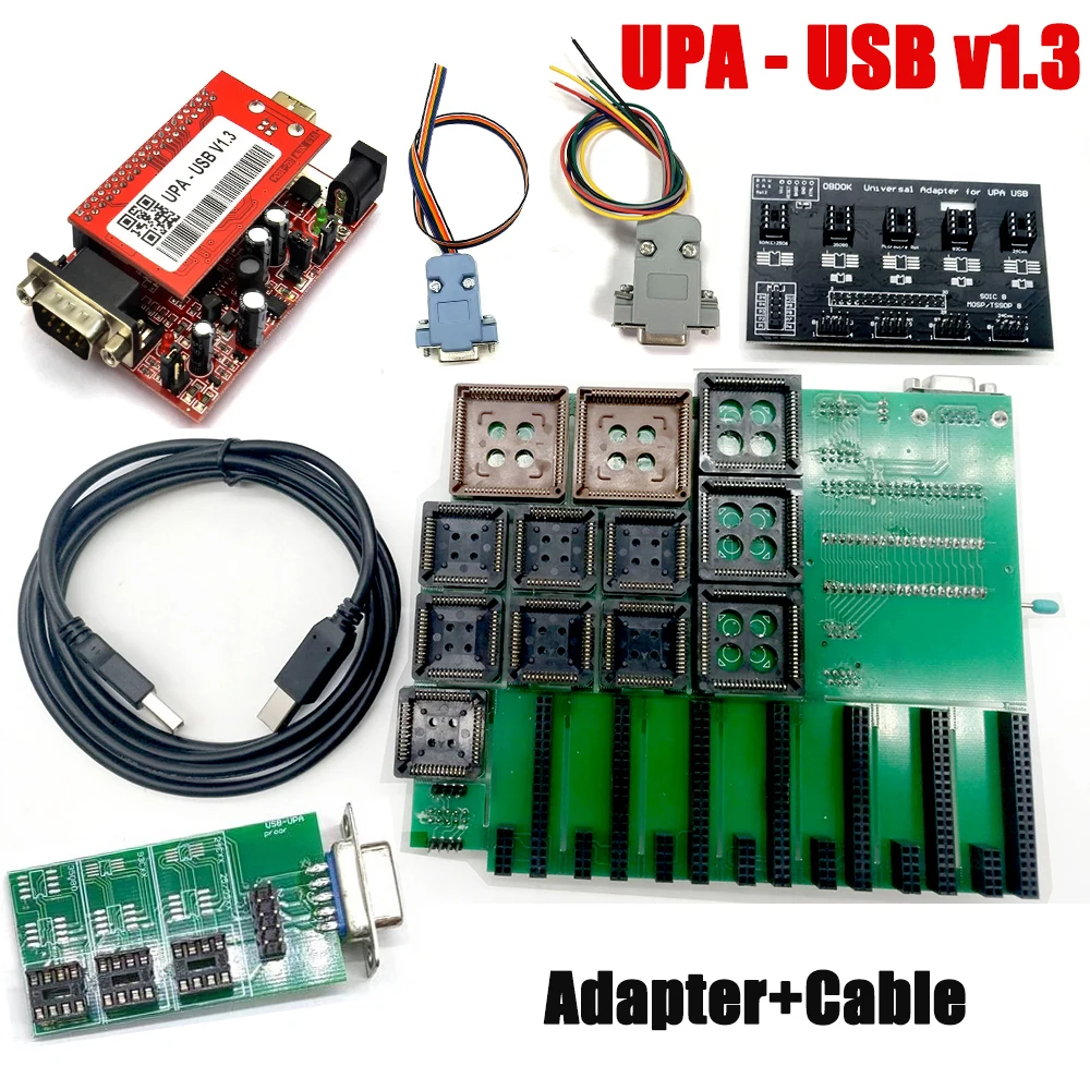 UPA USB V1.3 ECU Chip Tuning Programmer Eeprom Board Adapter with Test Cable Connector UPA-USB 1.3 Main Unit for OBD2 Diagnostic ble mesh usb test board cdsenet e104 bt12nsp tb development board for blue tooth wireless module e104 bt12nsp