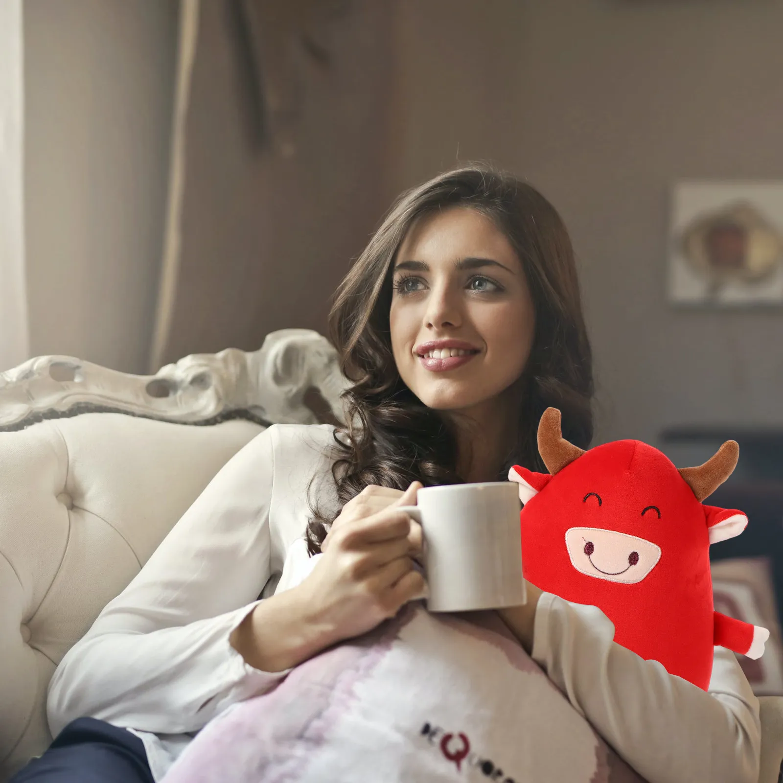 

1Pcs Cartoon Ox Year U Shaped Pillow Premium Material 360 Neck Support Travel Pillow for Car Camping Office Long Trip Comfort